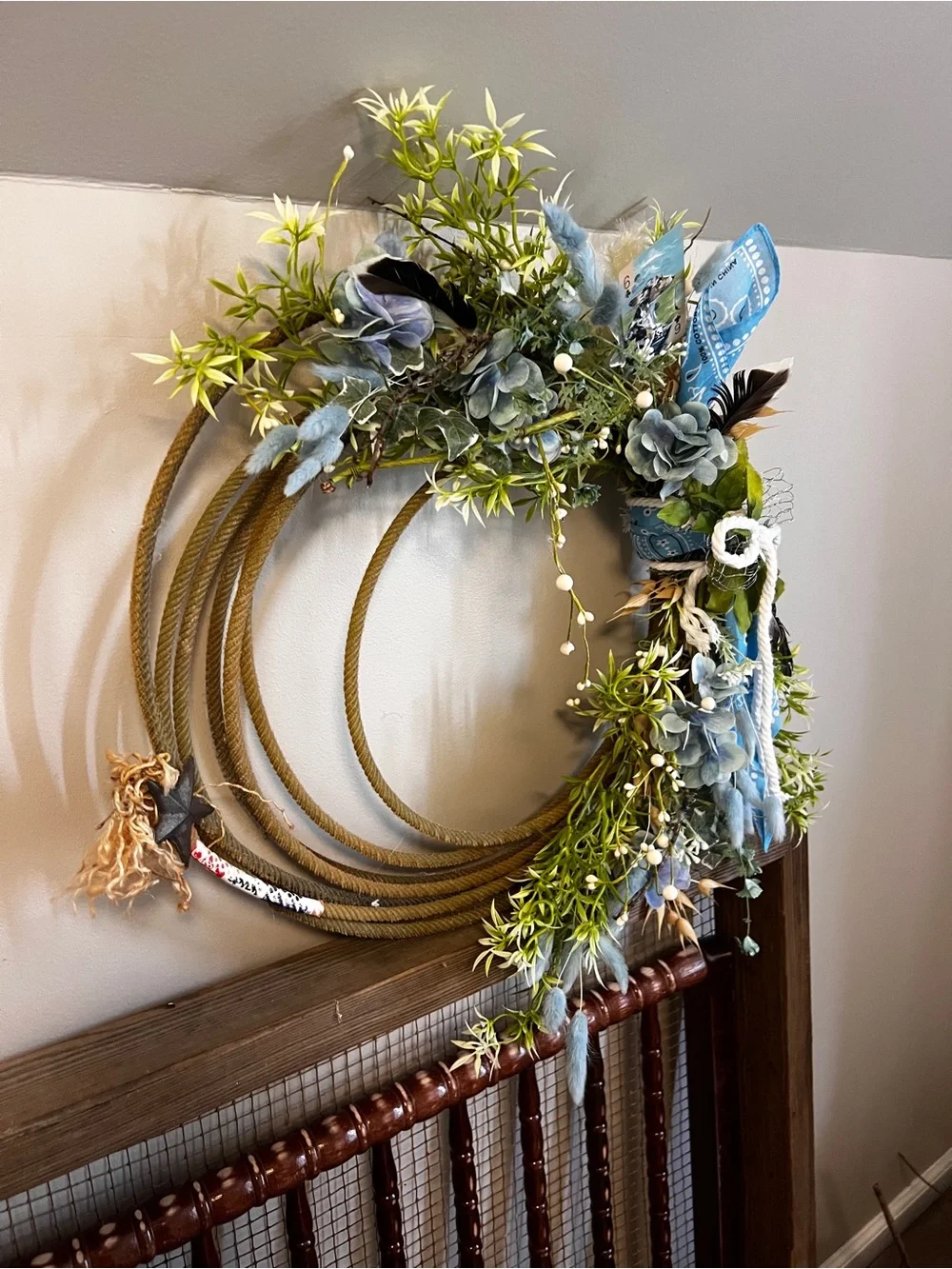 Authentic Lariat Rope Wreath Western Cottage Farmhouse Decor